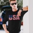 Usa Flag 4Th Of July Red White & Blue American Patriotic Long Sleeve T-Shirt Gifts for Him