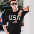 Usa Patriotic American Flag 4Th Of July Independence Day Long Sleeve T-Shirt Gifts for Him