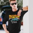 Utah Retro Mountains & Sun Eighties Style Vintage Long Sleeve T-Shirt Gifts for Him