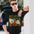 Vintage Best Cat Dad Ever Bump Fit Langarmshirts Geschenke für Ihn