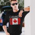 Vintage Canada Canadian Flag Pride Langarmshirts Geschenke für Ihn