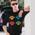 Vintage Dog Puppy Dog Paw Print Dog Love Pet Paw Long Sleeve T-Shirt Gifts for Him