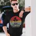 Vintage Florida Is Calling I Must Go Summer Florida Vacation Long Sleeve T-Shirt Gifts for Him