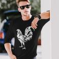 Vintage Game Fowl Rooster Gallero Distressed Long Sleeve T-Shirt Gifts for Him
