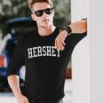 Vintage Hershey Pa Distressed White Varsity Style Long Sleeve T-Shirt Gifts for Him