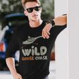 Vintage Retro Wild Goose Chase Silly Goose Goose Bumps Long Sleeve T-Shirt Gifts for Him