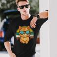 Vintage Style Orange Tabby Cat Friendly Wearing Sunglasses Long Sleeve T-Shirt Gifts for Him