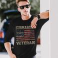 Vintage Submarine Veteran American Flag Long Sleeve T-Shirt Gifts for Him