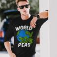 World Peas Pun Peace On Earth Globe Pea Pods Long Sleeve T-Shirt Gifts for Him