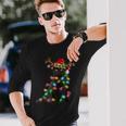 Xmas Reindeer Black Cat Christmas Lights Cat Lover Long Sleeve T-Shirt Gifts for Him