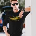 Yellow Vintage Retro Wichita Kansas Novelty Souvenir Long Sleeve T-Shirt Gifts for Him