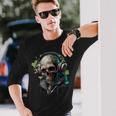 Zombie Totenkopf Dj Mit Kopfhörer Für Musiker Und Musik Fans Langarmshirts Geschenke für Ihn