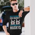 Zwei Husky Dog Husky Langarmshirts Geschenke für Ihn