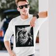Band Musician Vocalist Singer Cat Singing Long Sleeve T-Shirt Gifts for Him