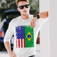Brazilian American Flag Half Brazil Half Usa Pride Long Sleeve T-Shirt Gifts for Him
