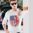British American Flag Great Britain Union Jack Uk Long Sleeve T-Shirt Gifts for Him