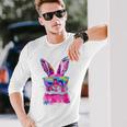 Bunny Face With Tie Dye Glasses Happy Easter Day Boy Kid Long Sleeve T-Shirt Gifts for Him