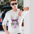 Cute Bunny Face Pink Glasses Leopard Bublegum Easter Day Long Sleeve T-Shirt Gifts for Him