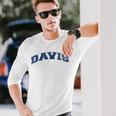 Davis California Varsity Style Vintage Grey Long Sleeve T-Shirt Gifts for Him