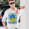 Be Extra Yellow And Blue Smile Face Down Syndrome Awareness Long Sleeve T-Shirt Gifts for Him