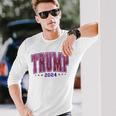Faux Sequins Trump 2024 President Make America Trump Again Long Sleeve T-Shirt Gifts for Him