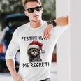 Christmas Cat Santa Hat Festive Hat Me Regret Long Sleeve T-Shirt Gifts for Him