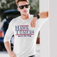 Hawk Tuah 24 Spit On That Thang Hawk Tuah 2024 Hawk Tush Long Sleeve T-Shirt Gifts for Him