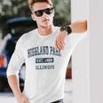 Highland Park Illinois Il Vintage Sports Navy Print Long Sleeve T-Shirt Gifts for Him