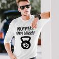 Mommy's Gym Buddy Pregnant Kettlebell Lifting Bodybuilding Long Sleeve T-Shirt Gifts for Him