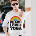 Peace Love & Yoga Regenbogen Hippie Retro Yoga Langarmshirts Geschenke für Ihn