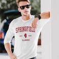 Springfield Illinois Il Vintage Sports Red Print Long Sleeve T-Shirt Gifts for Him