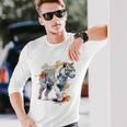 Tigre Colorido Arte Zoo Animal Tigre Camiseta de manga larga Regalos para él