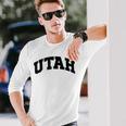 Utah College University Text Style Long Sleeve T-Shirt Gifts for Him