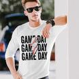 Vintage Game Day Baseball Lightning Bolt Team Sport Long Sleeve T-Shirt Gifts for Him