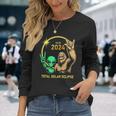 2024 Solar Eclipse Alien Bigfoot Rock April Total Eclipse Long Sleeve T-Shirt Gifts for Her