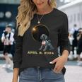 2024 Solar Eclipse Poodle Solar Eclipse Glasses Long Sleeve T-Shirt Gifts for Her
