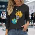 2024 Total Solar Eclipse Earth Moon Sun Photobomb Lover Gag Long Sleeve T-Shirt Gifts for Her