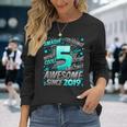 5Th Birthday Comic Style Awesome Since 2019 5 Year Old Boy Long Sleeve T-Shirt Gifts for Her