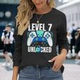 7 Year Old Gamer Gaming 7Th Birthday Level 7 Unlocked Long Sleeve T-Shirt Gifts for Her