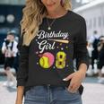 8Th Birthday Softball Player Themed Girls Eight 8 Years Old Long Sleeve T-Shirt Gifts for Her