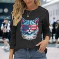 American Cat Sunglasses Usa Flag 4Th Of July Memorial Day Long Sleeve T-Shirt Gifts for Her