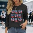 American Flag Boots And Bows 4Th Of July Cowgirl Western Long Sleeve T-Shirt Gifts for Her