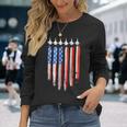 American Flag Usa Fighter Jet Patriot F16 Formation Long Sleeve T-Shirt Gifts for Her
