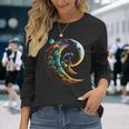 Astronaut Surfing Through Space Universe Galaxy Planets Moon Long Sleeve T-Shirt Gifts for Her