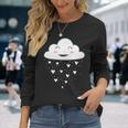 Awesome White Cloud Rain Raindrop Hearts Print Long Sleeve T-Shirt Gifts for Her