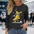 Banana Playing Baseball Baseball Game Lover Humorous Long Sleeve T-Shirt Gifts for Her