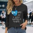 Blue Puzzle Heart Long Sleeve T-Shirt Gifts for Her