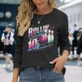 Bowling Birthday Rollin Into 10 Party 10Th Bday Retro Girl Long Sleeve T-Shirt Gifts for Her