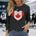 Canada Flag Heart Canadian Roots Americans Love Maple Long Sleeve T-Shirt Gifts for Her