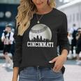 Cincinnati Vintage Baseball Distressed Gameday Retro Long Sleeve T-Shirt Gifts for Her